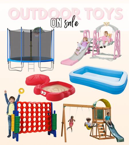 Outdoor kids toys on sale: trampolines, swing sets, sandboxes, inflatable pools, outdoor games! 

#LTKkids #LTKFind #LTKSeasonal