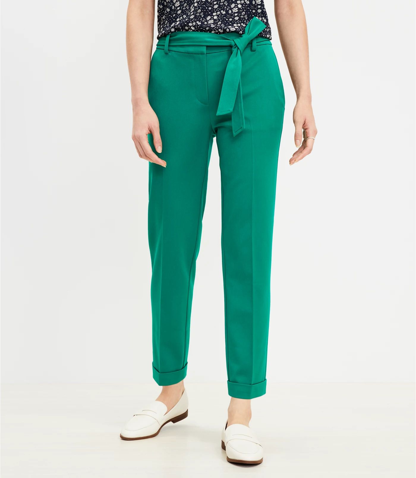 Curvy Devin Tie Waist Slim Pants | LOFT