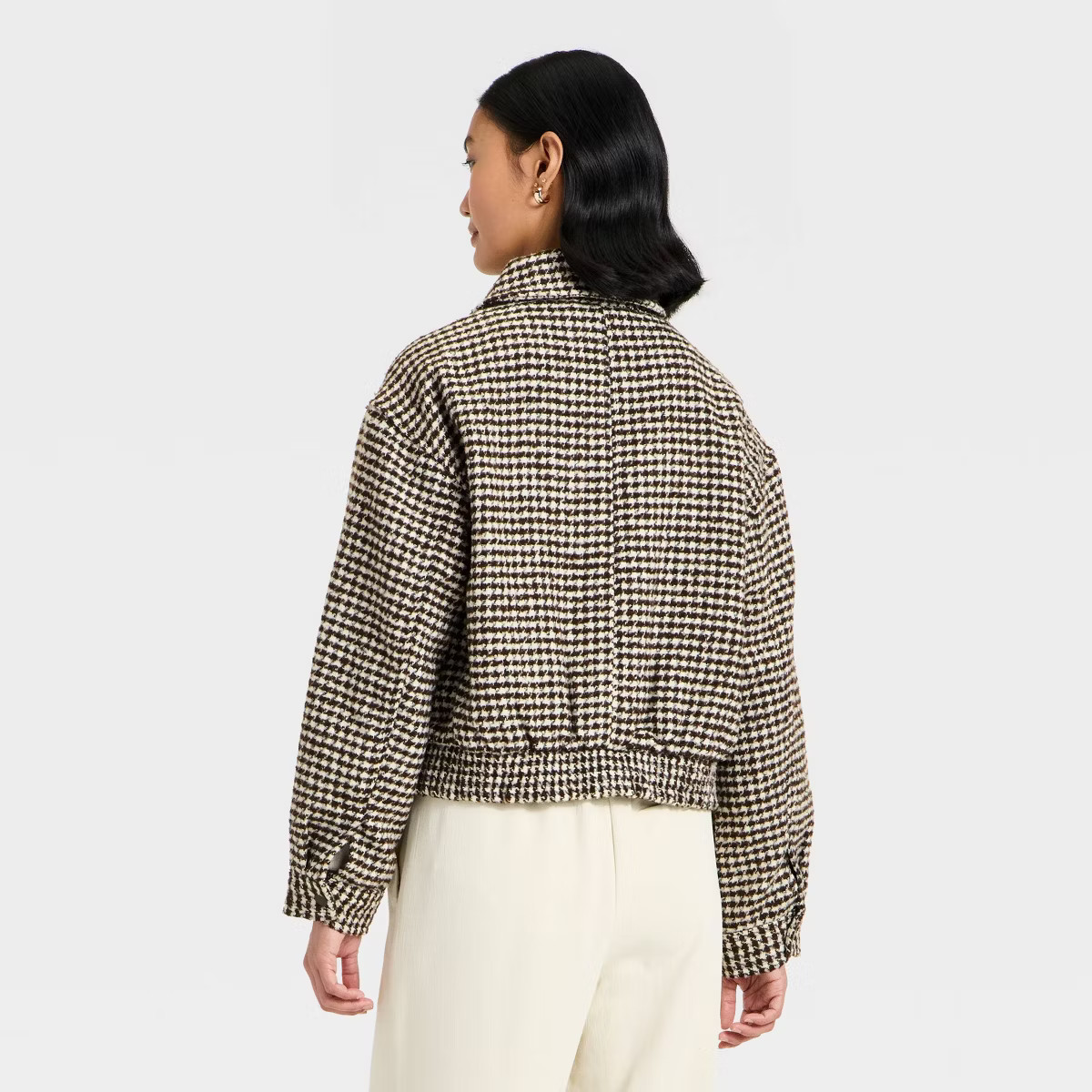 Women's Textured Houndstooth Jacket - A New Day™ Brown | Target