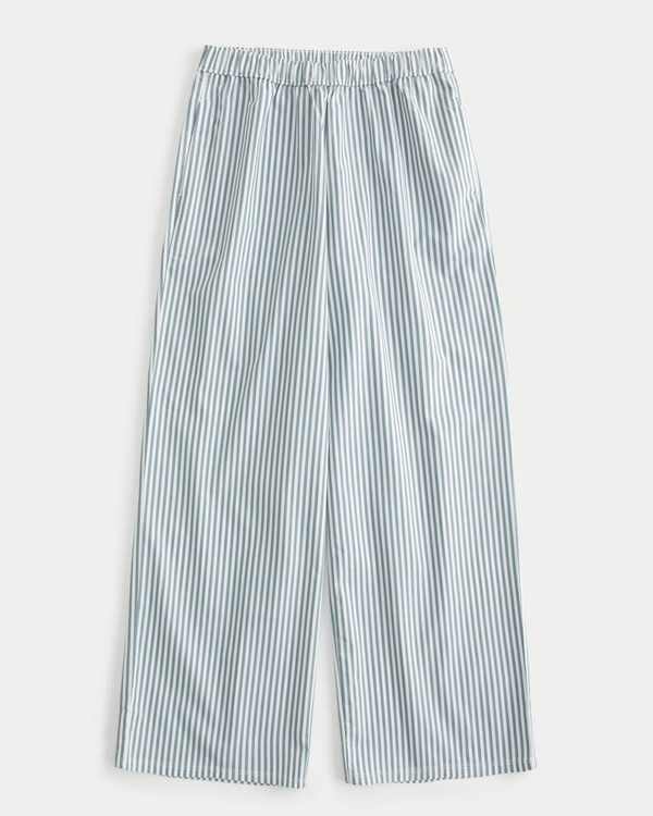 Poplin Wide-Leg Sleep Pants | Hollister (US)