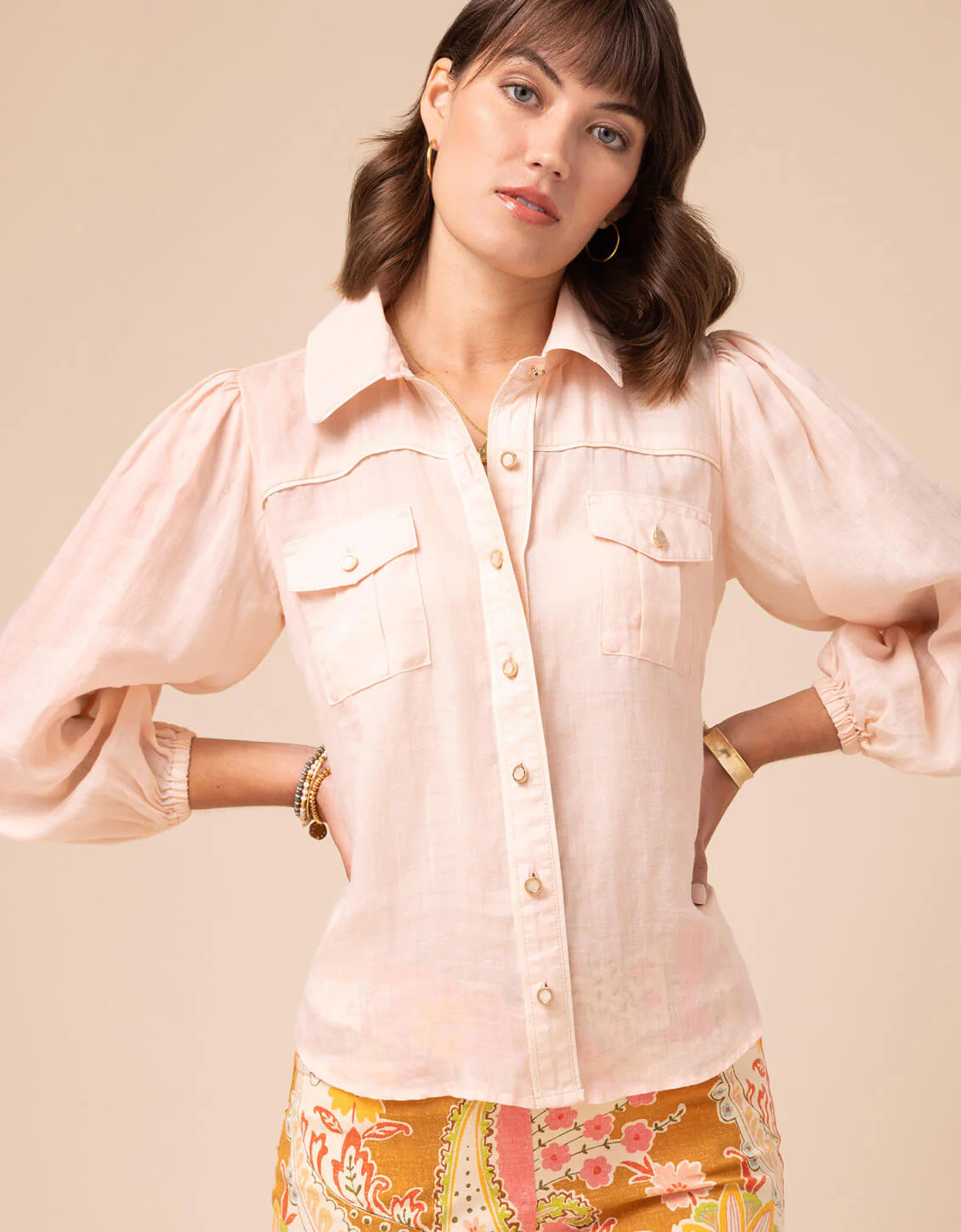 Claudette Blouse Pale Blush | Spartina 449