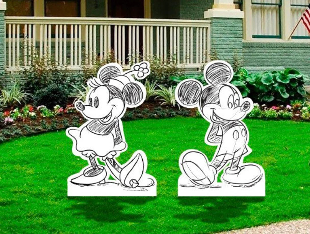 Mickey Mouse and Minnie Mouse sketch theme party cut out yard sign | Etsy (US)