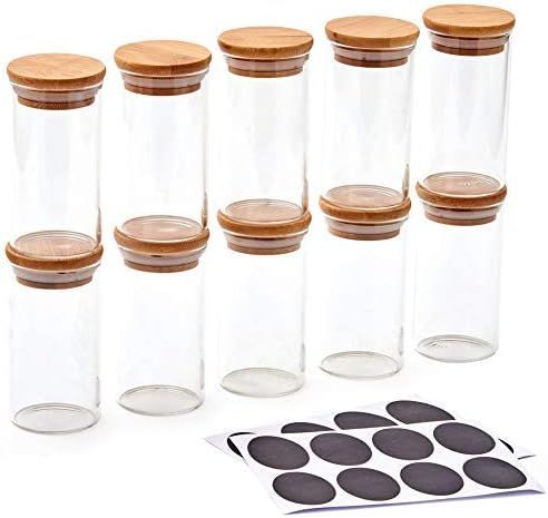 EZOWare 7oz Glass Jars ,10 Bottles Clear Canister Set, Small Air Tight Storage Containers with Na... | Amazon (US)