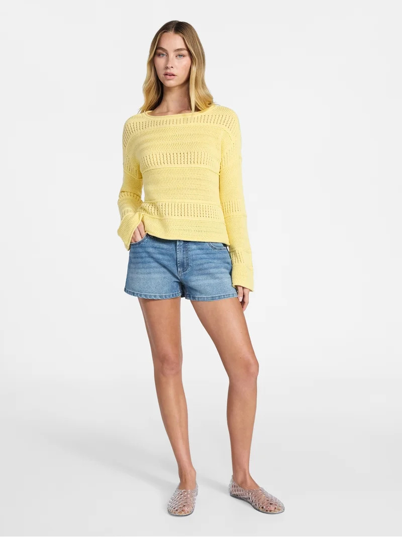 No Boundaries Boat Neck Pullover Sweater, Midweight, Women's XXS-XXL | Walmart (US)