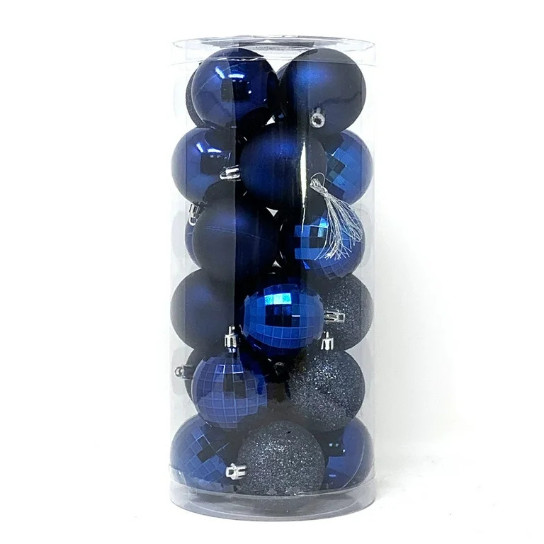 Allgala 24 PK 2.33 Inch (6CM) Christmas Ornament Balls for Xmas Tree-4 Style-Navy Blue | Walmart (US)