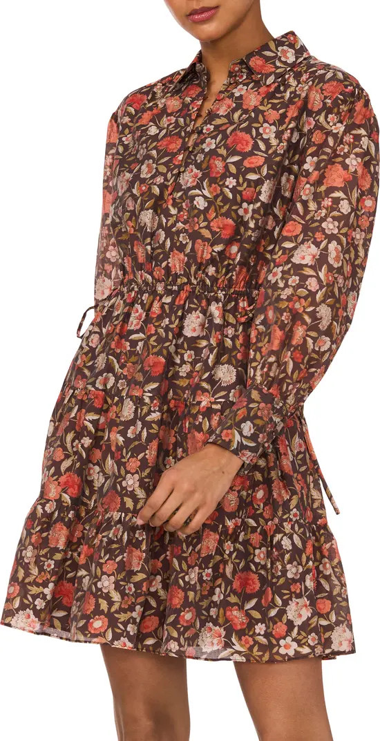 Floral Long Sleeve Cotton Blend Voile Dress | Nordstrom