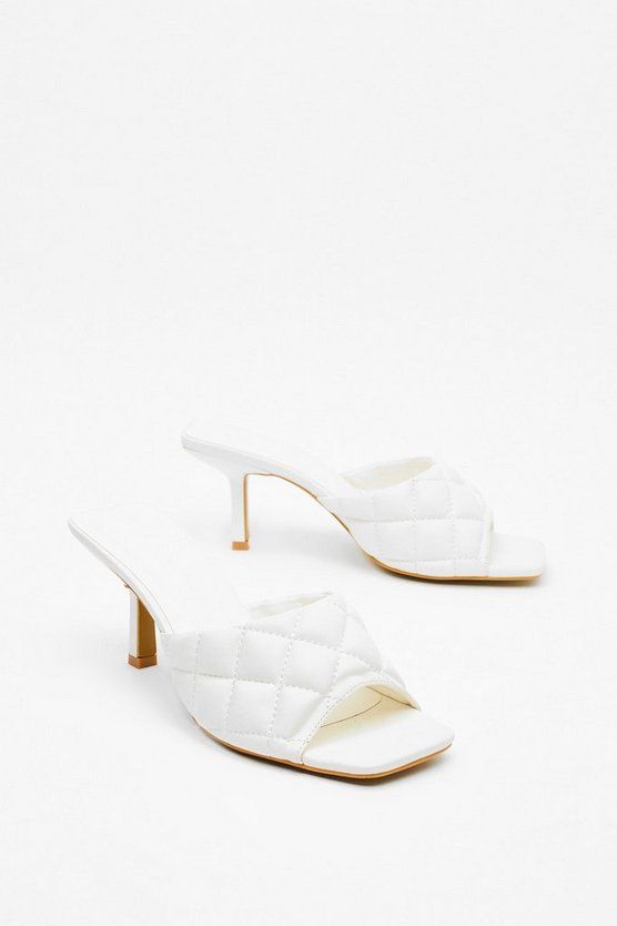Shake Quilt Up Faux Leather Kitten Heel Mules | NastyGal (US & CA)