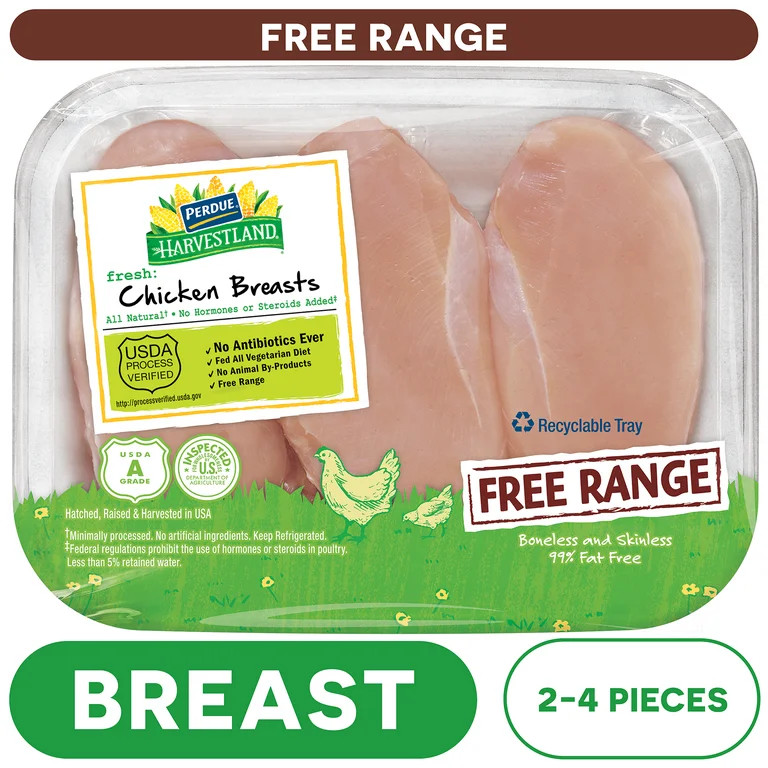 Perdue Harvestland, Free Range, Fresh Boneless Chicken Breasts, 1.3-2.8 lb. Tray - Walmart.com | Walmart (US)