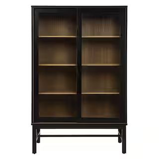 Hearzly Black Cabinet with Spacious Shelves | The Home Depot