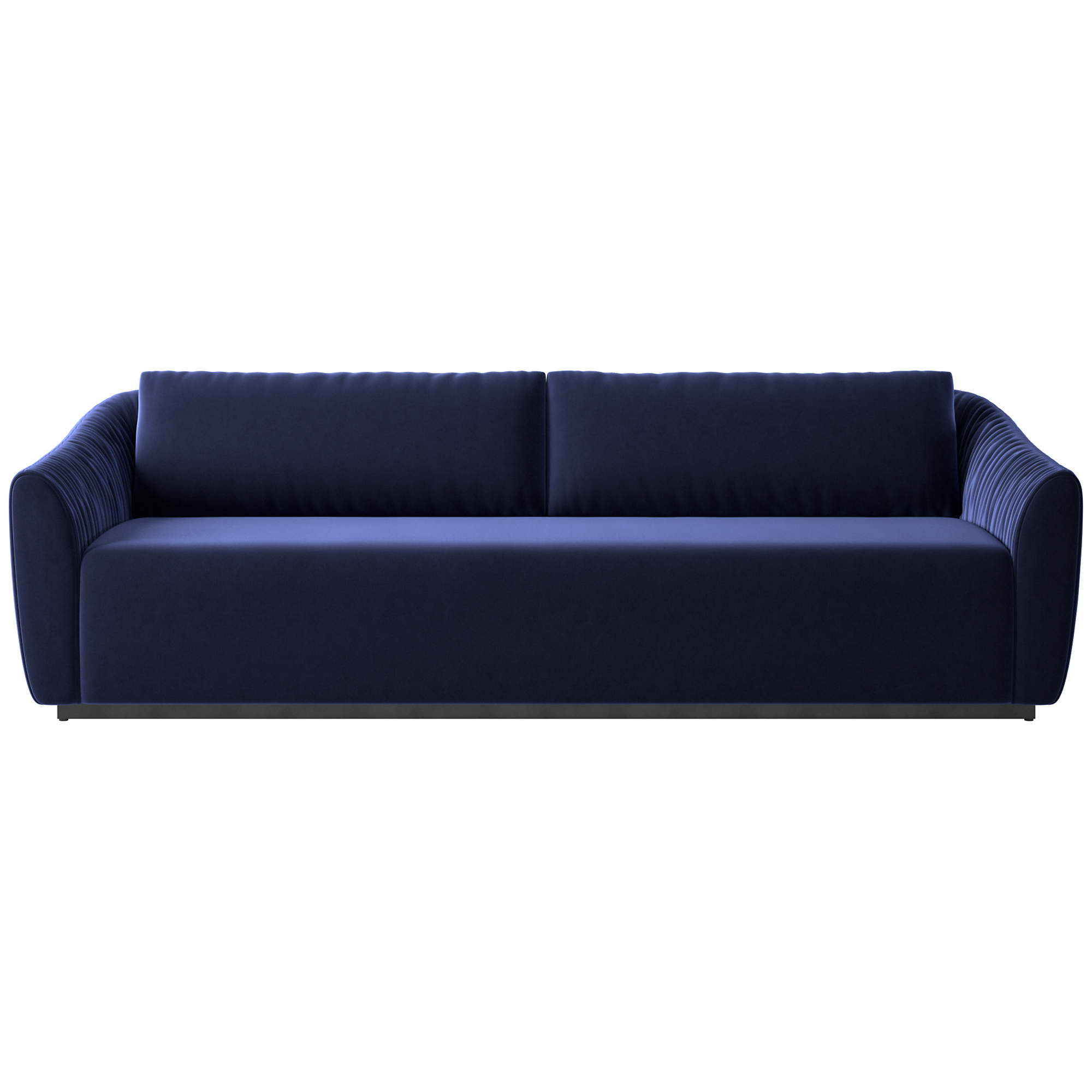 Emile 99" Dark Brown Ruched Velvet Sofa | CB2