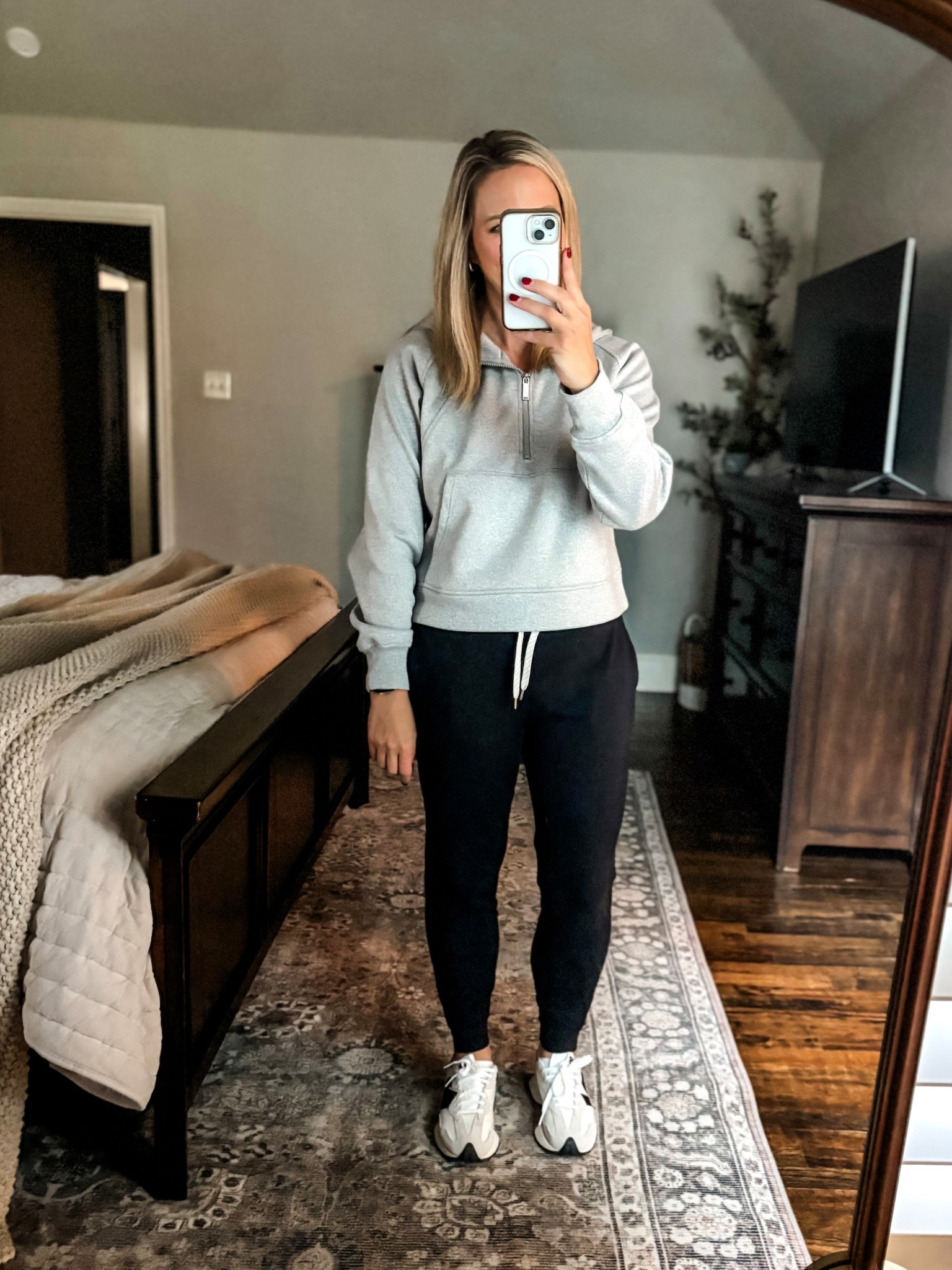 Outfit of the day!  I live in these joggers, own in multiple colors!  They are so soft and comfy! And these shoes have been a best seller- wear them all the time and they are very comfortable! 

#LTKFindsUnder50 #LTKootd #LTKOver40