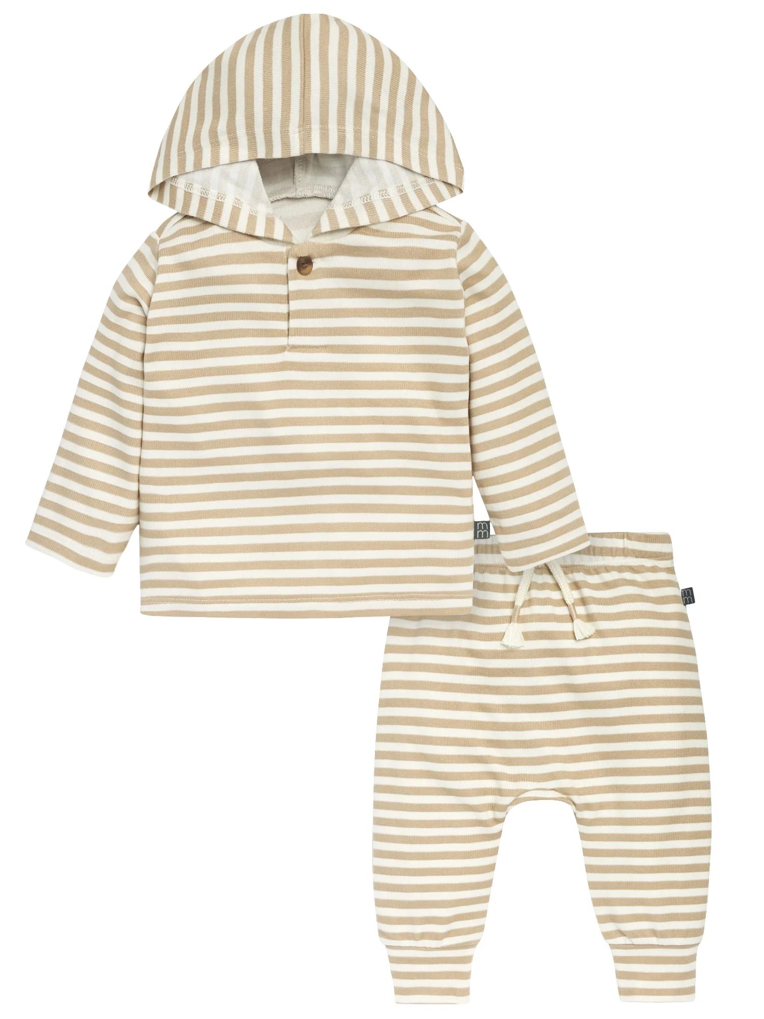 Modern Moments by Gerber Baby Boy Hooded Hacci Top and Pant Set, Sizes 0/3 Months - 24 Months | Walmart (US)