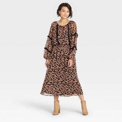 Women's Long Sleeve Dress - Knox Rose™ Black Floral | Target