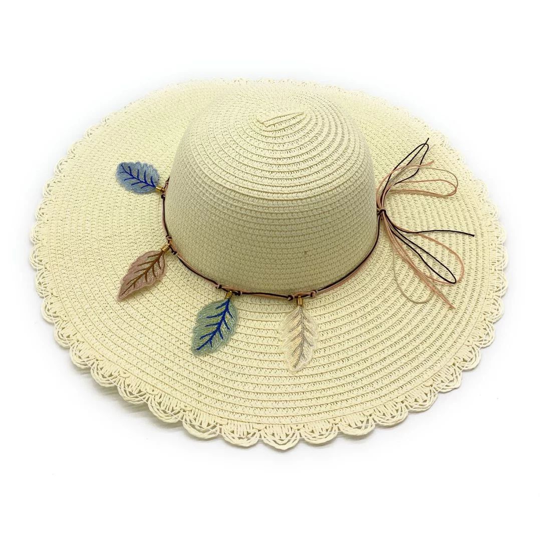 Empire Cove Womens Wide Brim Straw Hat Floppy Sun Hat Panama Fedora Feather Ivory - Walmart.com | Walmart (US)