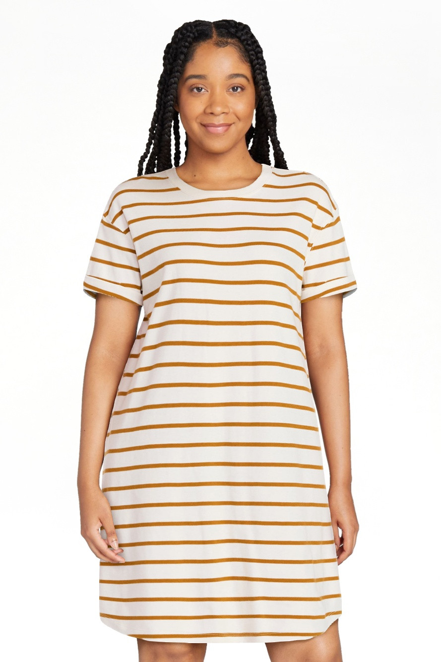 Time and Tru Women's Cotton T-Shirt Dress with Short Sleeves, Sizes XS-XXXL | Walmart (US)