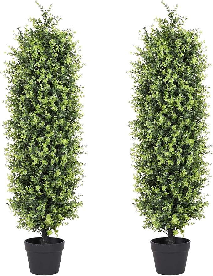 4ft Boxwood Topiary Trees Artificial Outdoors Set of 2 Pack, Fake Evergreen Plants 48 Inch Faux B... | Amazon (US)