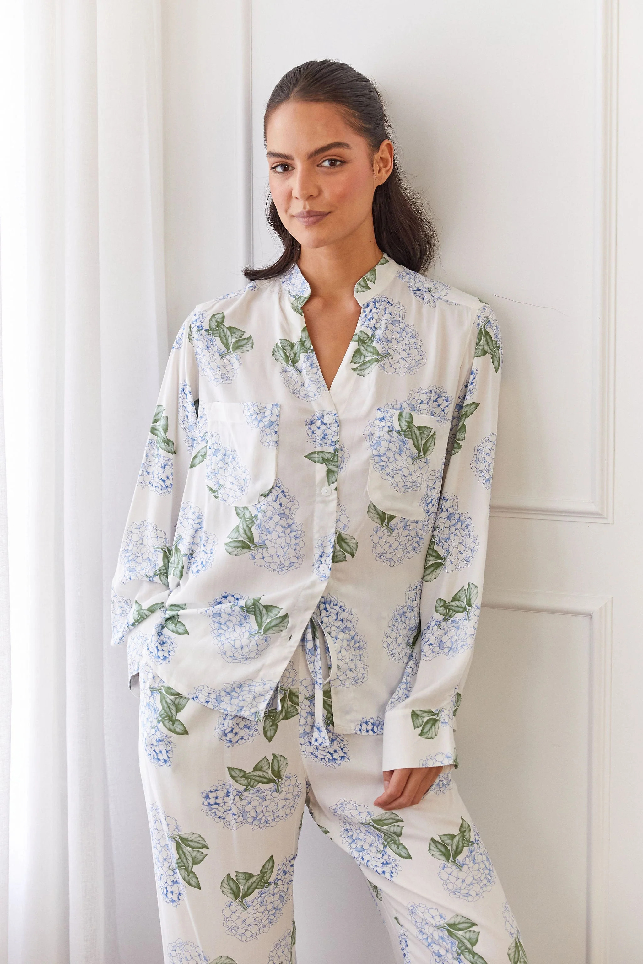 Maggie Pajama Set - Long - Hydrangea Blue | Piyama US
