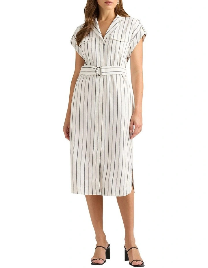 Karolina Linen Dress in Black and White | Myer