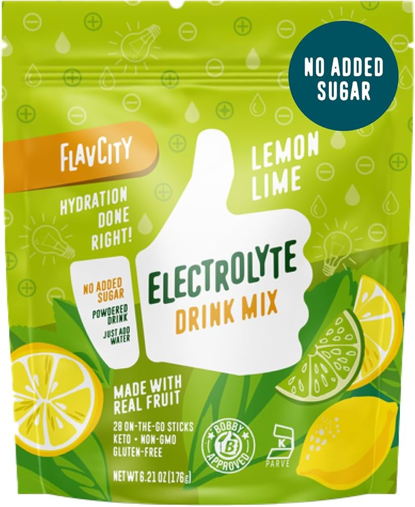 FlavCity Lemon Lime Electrolytes Powder Packets - 28 Hydration Packets - No Added Sugar - Hydrati... | Amazon (US)