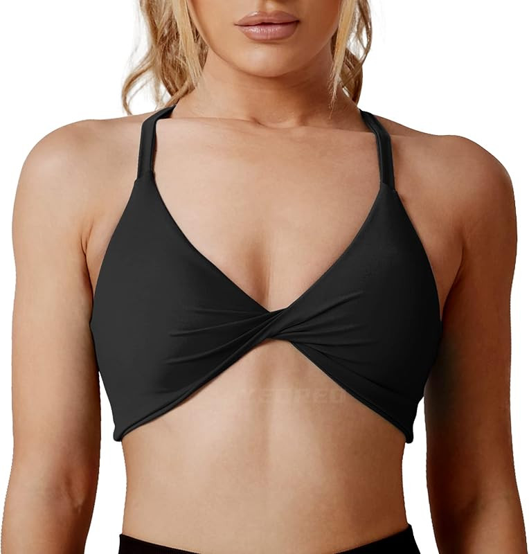 Women Sports Bra Padded Criss Cross Back Low Medium Impact Yoga Tank Tops | Amazon (US)