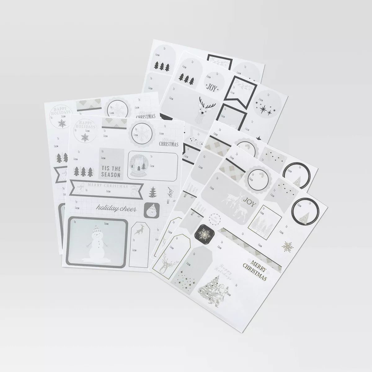 90ct Peel & Stick Printed Christmas Gift Tag Silver/White - Wondershop™ | Target