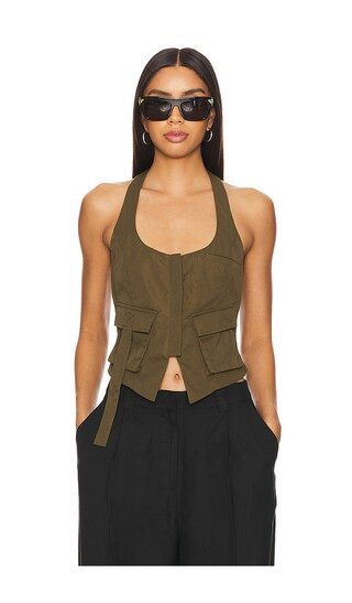 superdown Kamryn Halter Top in Olive. - size S | Revolve Clothing (Global)