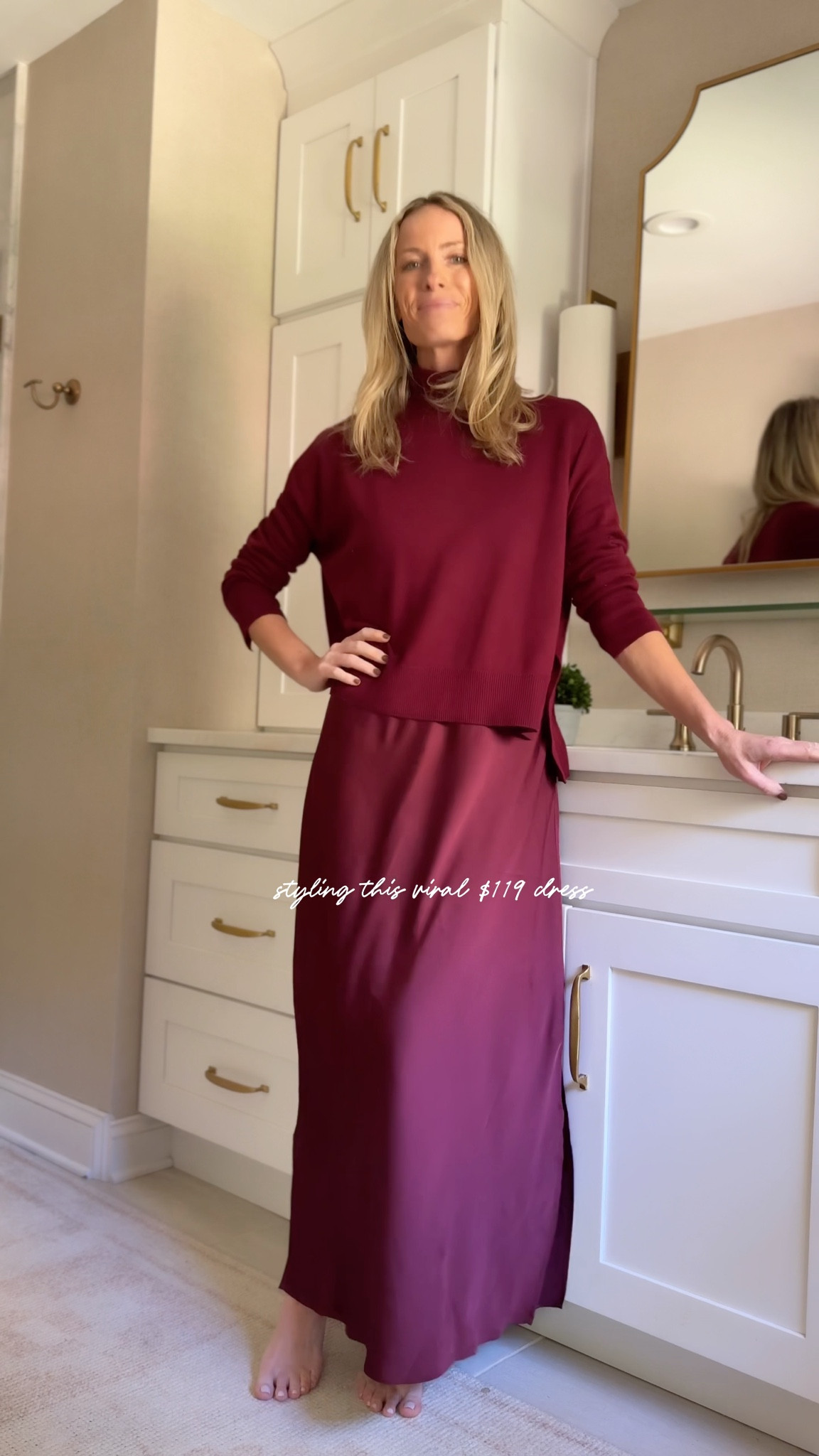 Let’s style this $119 perfect fall into winter dress! The wearability is crazy good. Boots, heels , platforms, elevated flats… it all works! Size small. 