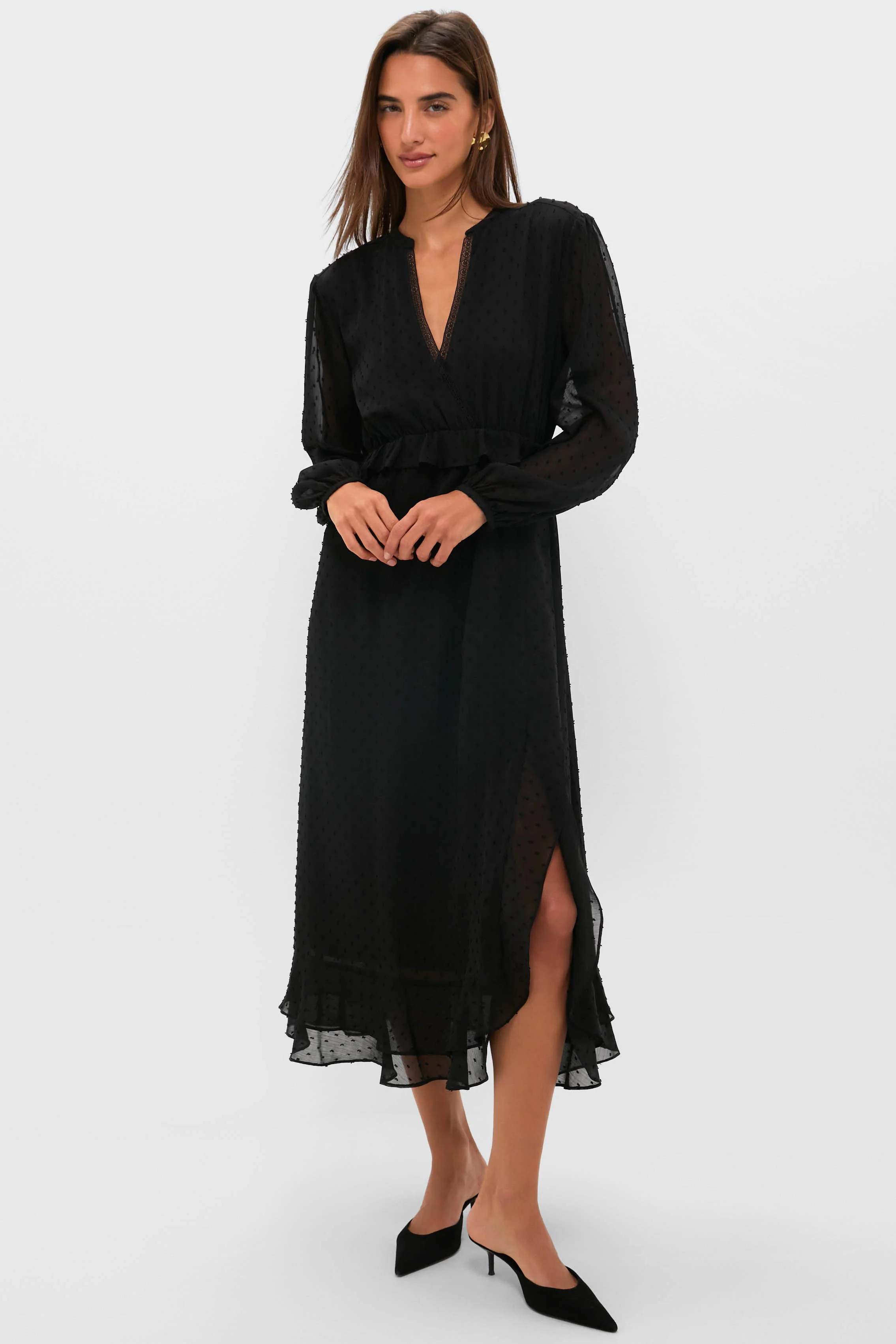 Black Textured Dot Selwyn Dress | Tuckernuck (US)