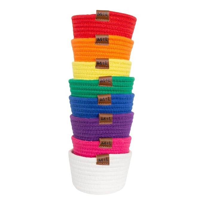 Rainbow Basket, Cube Storage Organizer Bins, Decorative Basket, Woven Baskets, Organizer Bins, Sm... | Amazon (US)