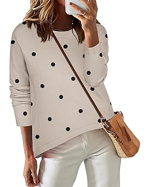 Zeagoo Sweaters for Women Fall Outfits Trendy 2024 Long Sleeve Crew Neck Knit Pullover Sweater To... | Amazon (US)