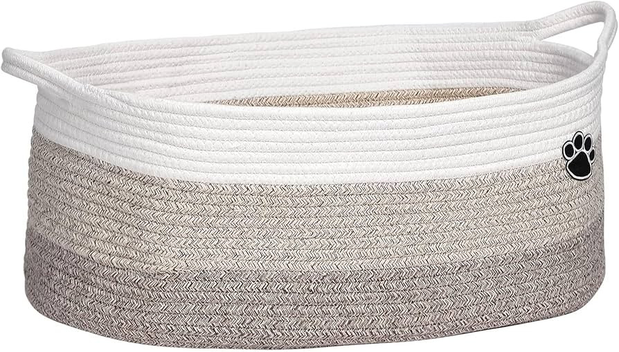 Dog Toy Basket, Toy Box and Bin for Dog Cat Storage, 19.7" X 11" X 7.9" (30L) Large Woven Rope Ba... | Amazon (US)