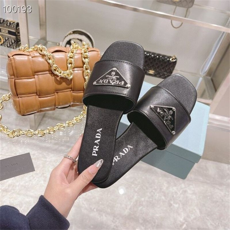 Dupe Triangle Logo Multicolor Flat Slippers Sandals With Lady Fashion Beach Slides 35-39 B3421 | DHGate