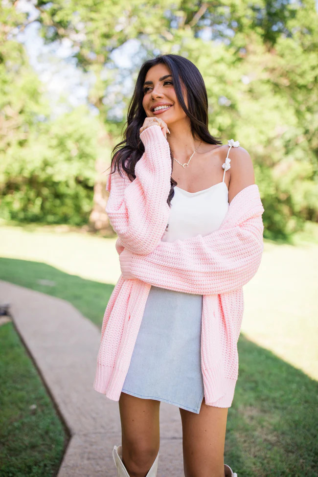 All In Theory Pink Oversized Cardigan | Pink Lily