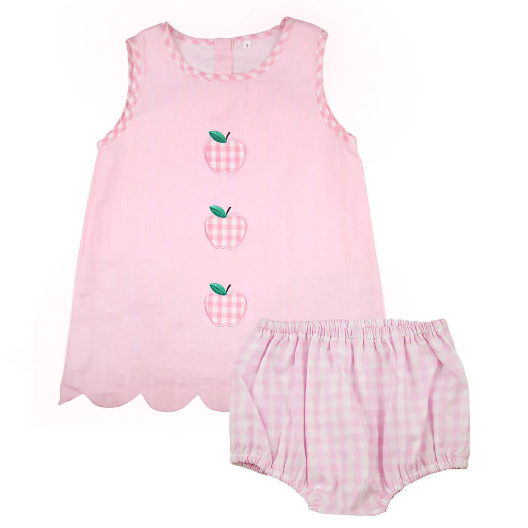 Pink Gingham Apple Appliqué Swing Set | The Bella Bean