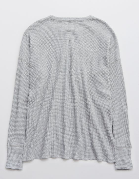 OFFLINE By Aerie Way Back Waffle Henley Long Sleeve T-Shirt | American Eagle Outfitters (US & CA)