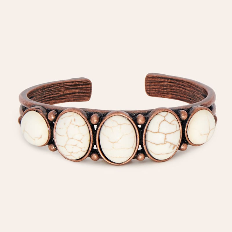 Southern Grace Copper & Cream Stone Cuff Bracelet | Cavender's