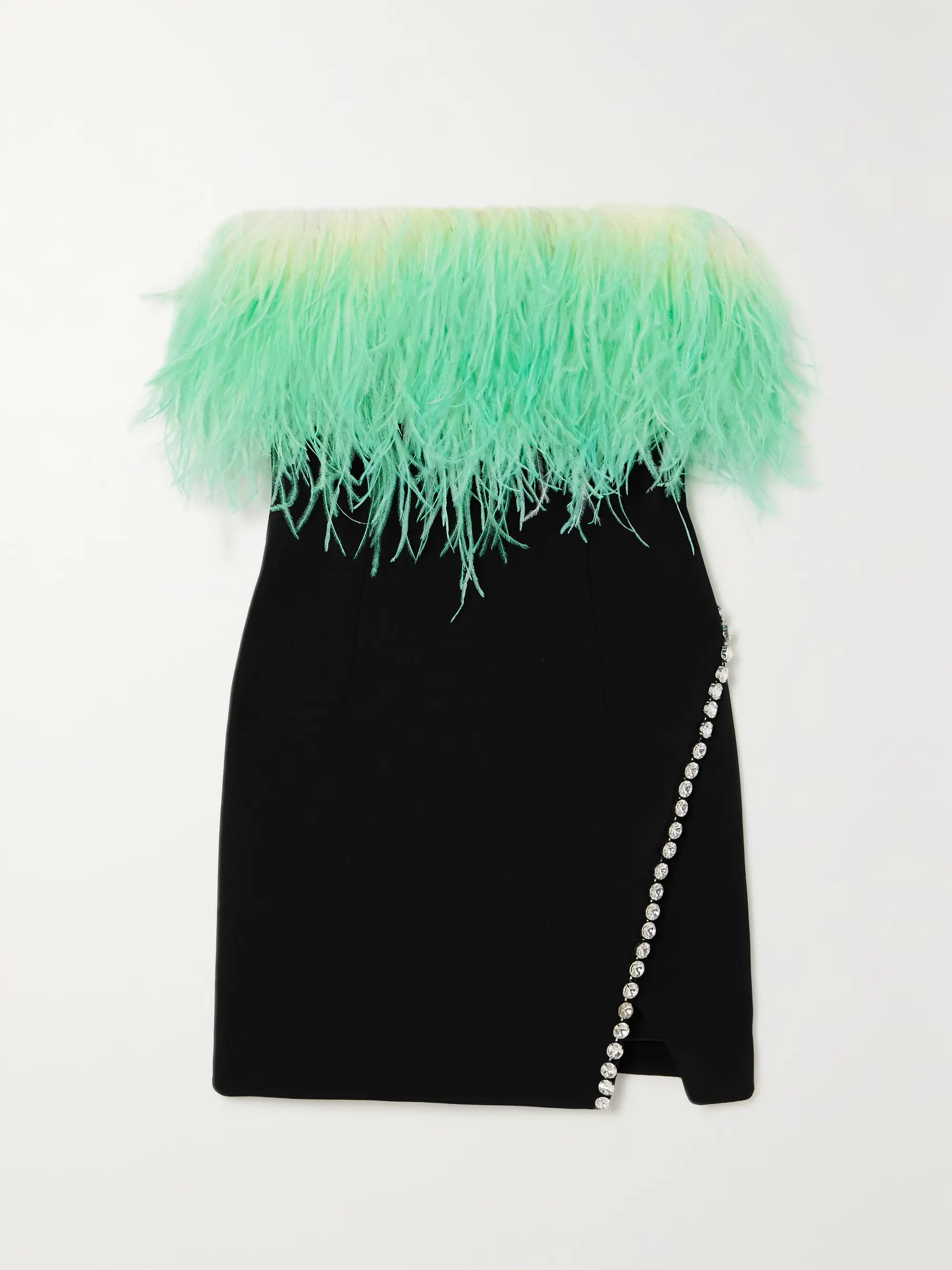 SELF-PORTRAIT Feather-trimmed crystal-embellished crepe mini dress | NET-A-PORTER | NET-A-PORTER (US)