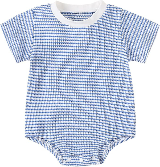 Baby Bubble Romper Summer Unisex Boy Girl Clothes Outfit Newborn Spring Waffle Cotton Infant Shor... | Amazon (US)