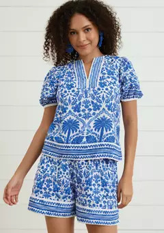 Crown & Ivy™ Sewing Down South x Crown & Ivy™ Stono Short Sleeve Printed Blouse | Belk