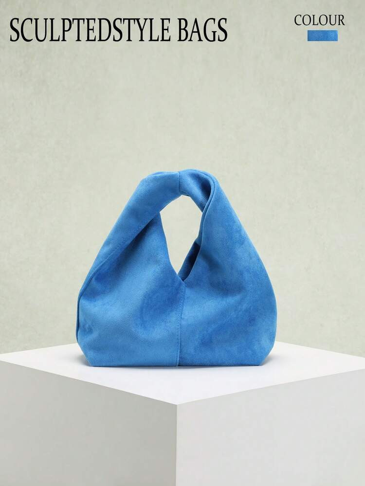 1pc SCULPTEDSTYLE BAGS Autumn/Winter New Blue Retro Velvet-Like PU Leather Women's Handbag,  Sui... | SHEIN