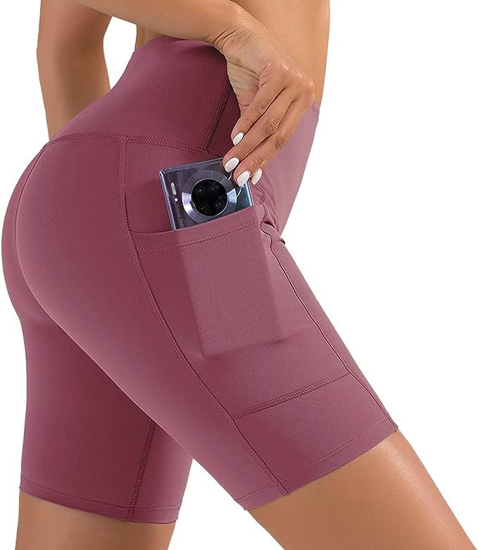 NEW YOUNG Biker Shorts with Pockets for Women High Waisted – 5"/8" Womens Shorts for Workout Yo... | Amazon (US)
