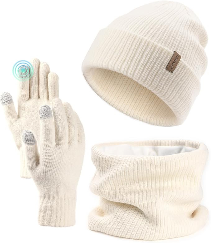 FURTALK Womens Winter Hat Scarf Gloves Set Knitted Thick Beanie Touchscreen Gloves Neck Warmer fo... | Amazon (US)