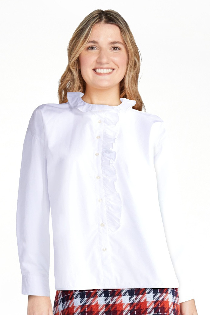 Free Assembly Women's and Women's Plus Ruffle Neck Cotton Top, Sizes XS-4X | Walmart (US)