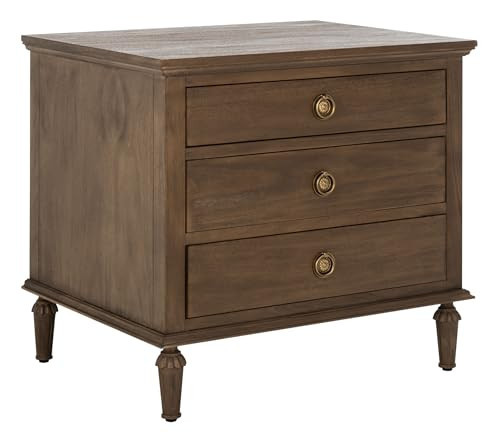 SAFAVIEH Couture Home Collection Lisabet Brown 3-Drawer Wood Nightstand Table (Fully Assembled) | Amazon (US)