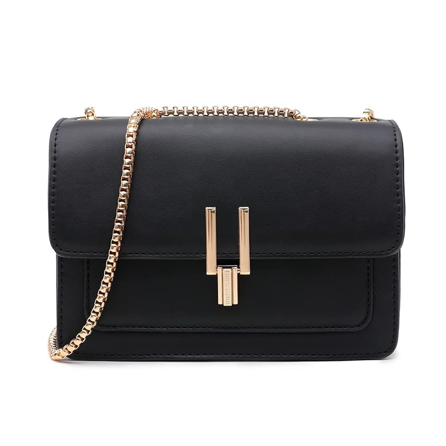AMHDV Small Shoulder Chain Bag Color Block Crossbody Purse Square Flap Leather Handbag for Women | Amazon (US)