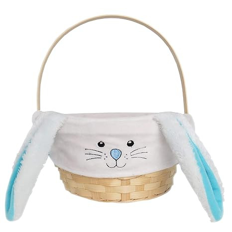 Easter Baskets for Kids with Bunny Inner Plush Lining - Bamboo Easter Basket with Handle for Boys... | Amazon (US)
