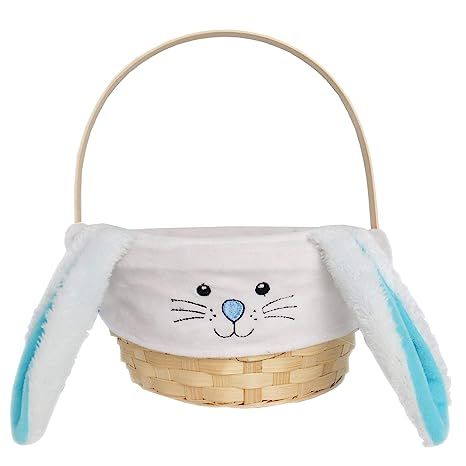 Easter Baskets for Kids with Bunny Inner Plush Lining - Bamboo Easter Basket with Handle for Boys... | Amazon (US)