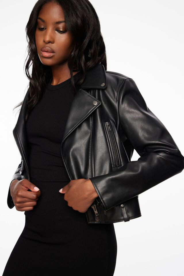 Charlie Faux Leather Moto Jacket$99.95 | Dynamite Clothing