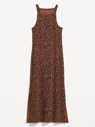 Fitted Leopard-Print Sleeveless Rib-Knit Midi Dress for Women | Old Navy (US)