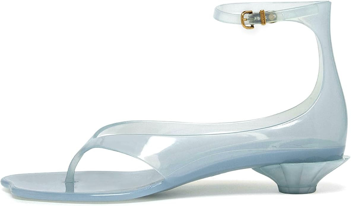 Caradise Jelly Shoes for Women Fip Flop Kitten Heel Sandals Clear Ankle Strap Thong Heels Summer ... | Amazon (DE)